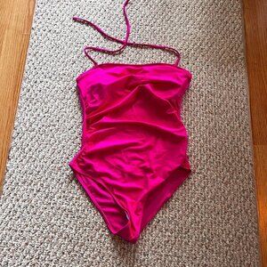 Swimsuit Onepiece - Hot Pink Size Medium Halter Padded